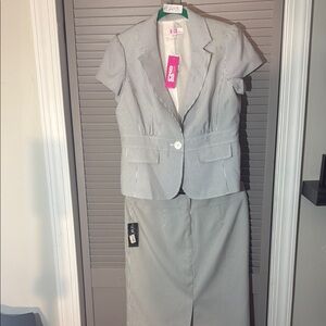 Gray Pinstripe Skirt Suit